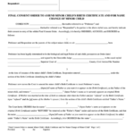 Final Consent Order To Amend Minor Child S Birth Certificate And For