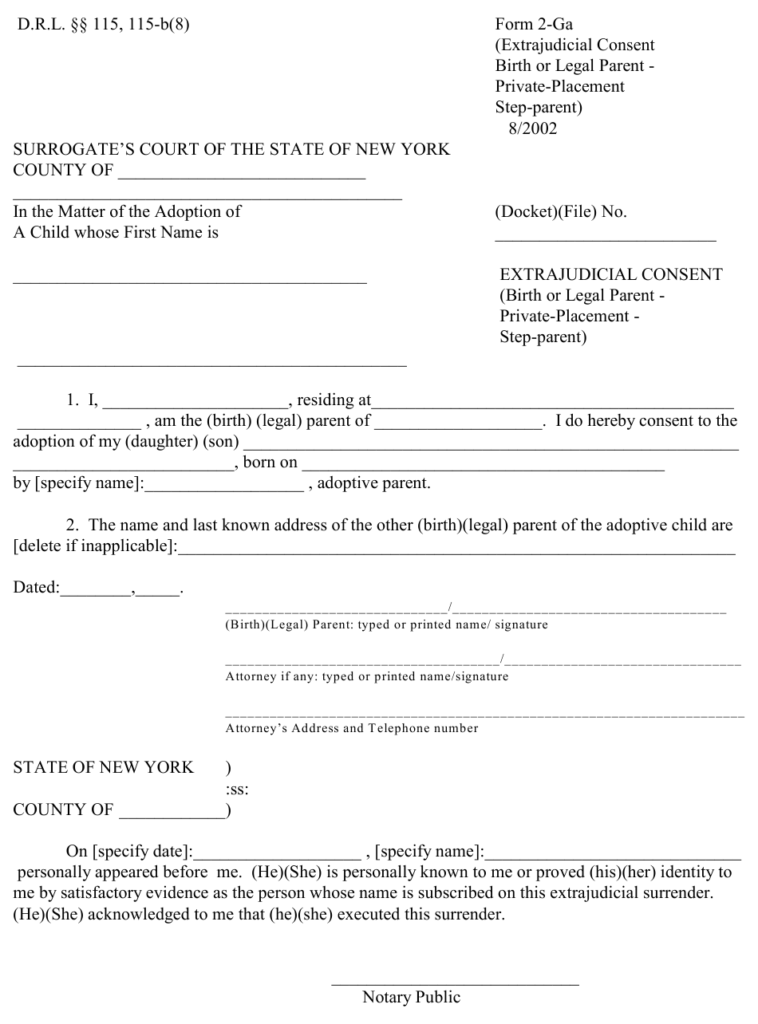 Form 2 Ga Download Fillable PDF Or Fill Online Extrajudicial Consent 