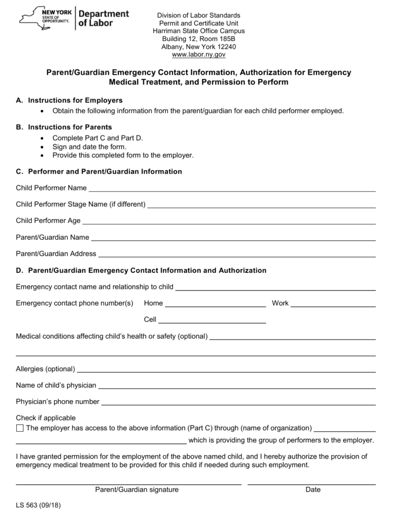 Form LS563 Download Printable PDF Or Fill Online Parent Guardian 