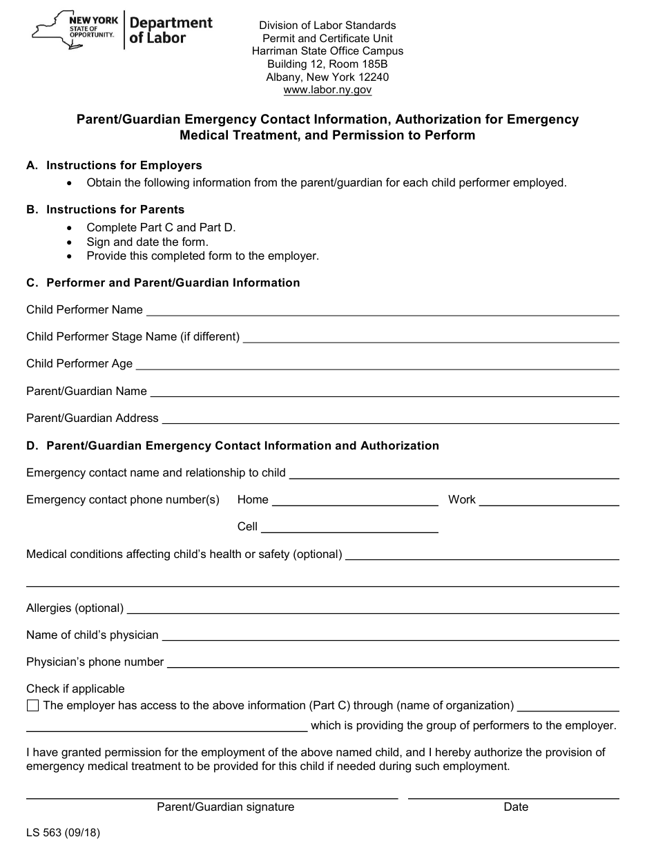 Form LS563 Download Printable PDF Or Fill Online Parent Guardian