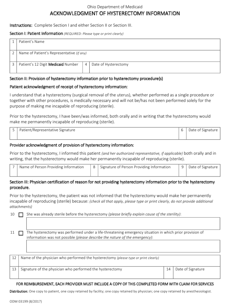 Form ODM03199 Download Fillable PDF Or Fill Online Acknowledgment Of 