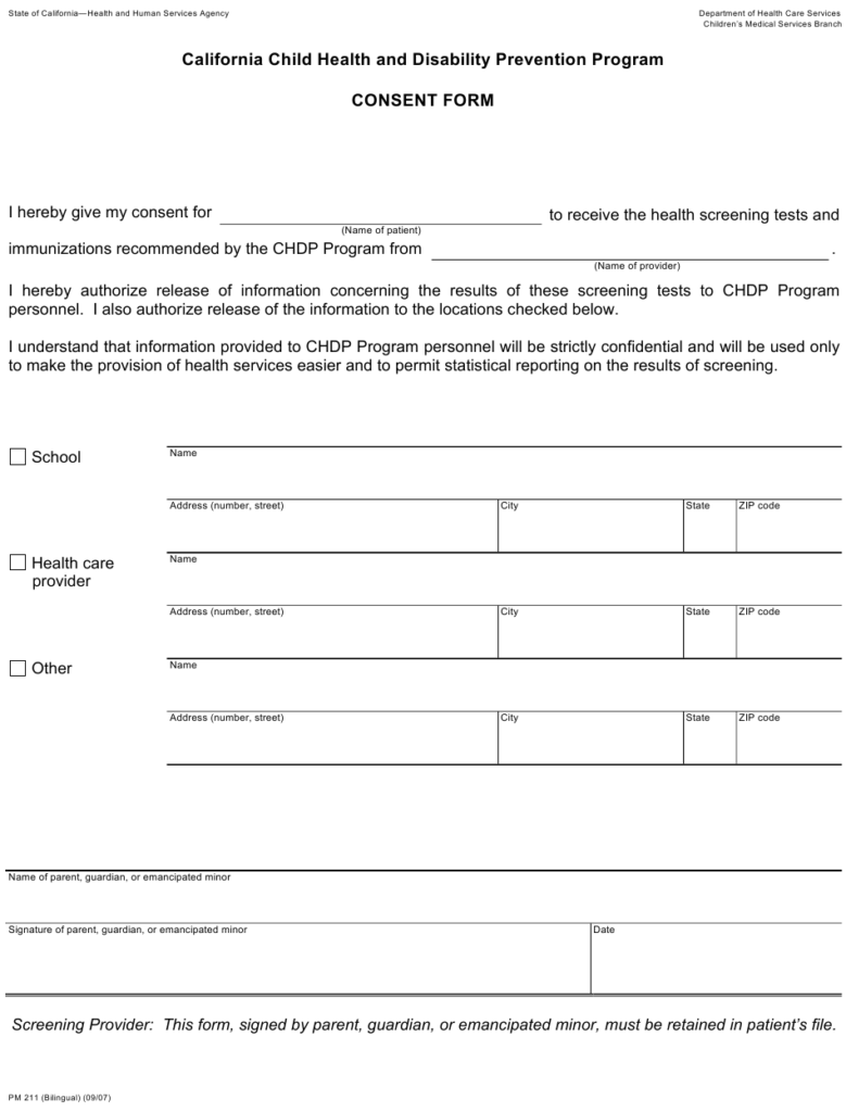 Form PM211 Download Printable PDF Or Fill Online Consent Form 