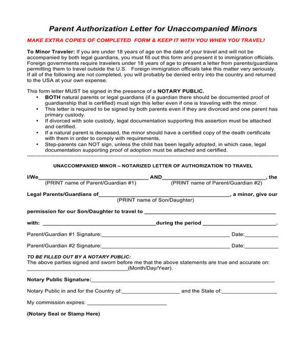 FREE 10 Minor Travel Consent Forms In PDF MS Word