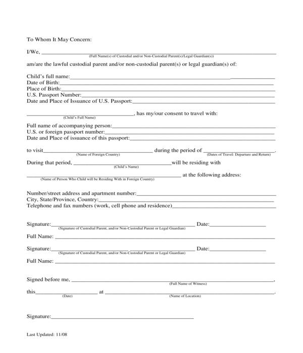 FREE 10 Minor Travel Consent Forms In PDF MS Word