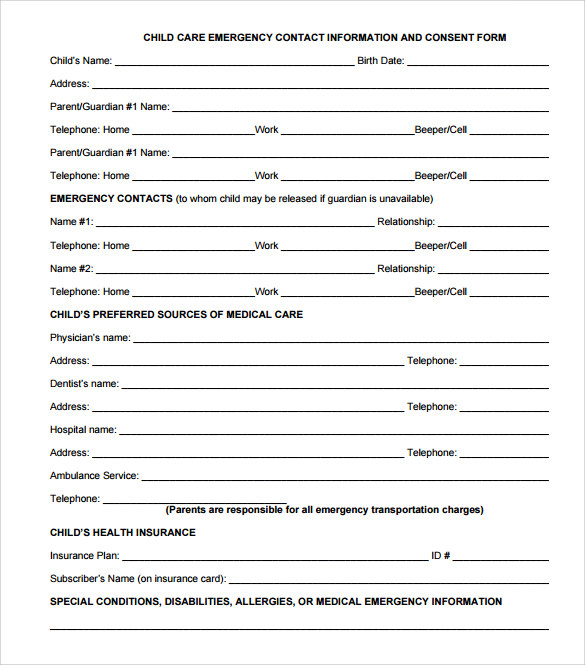 FREE 11 Emergency Contact Forms In PDF MS Word