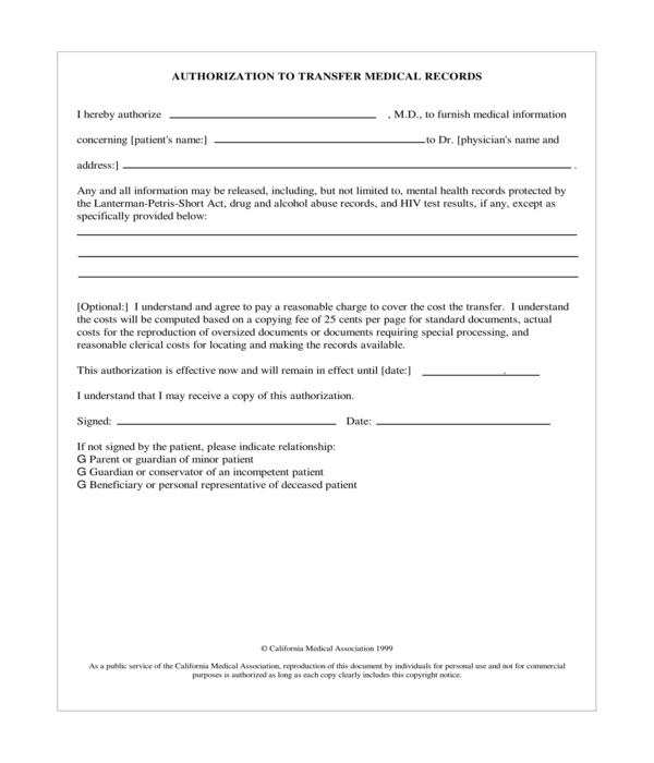 FREE 11 Medical Records Transfer Forms In PDF MS Word