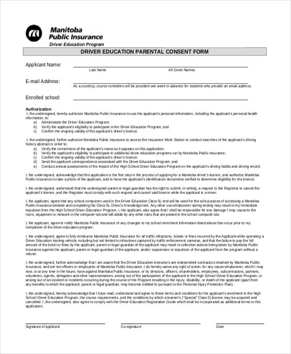 FREE 11 Sample Parental Consent Forms In PDF MS Word