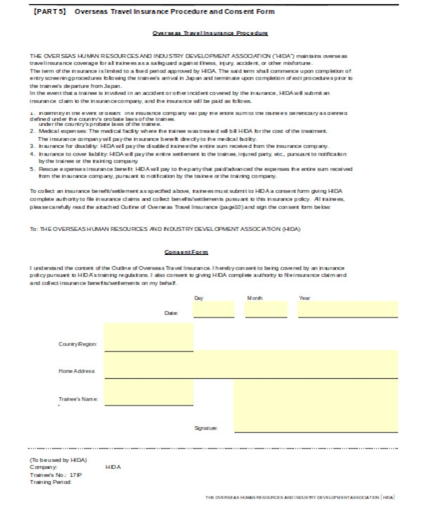 FREE 11 Sample Travel Consent Forms In PDF MS Word Excel