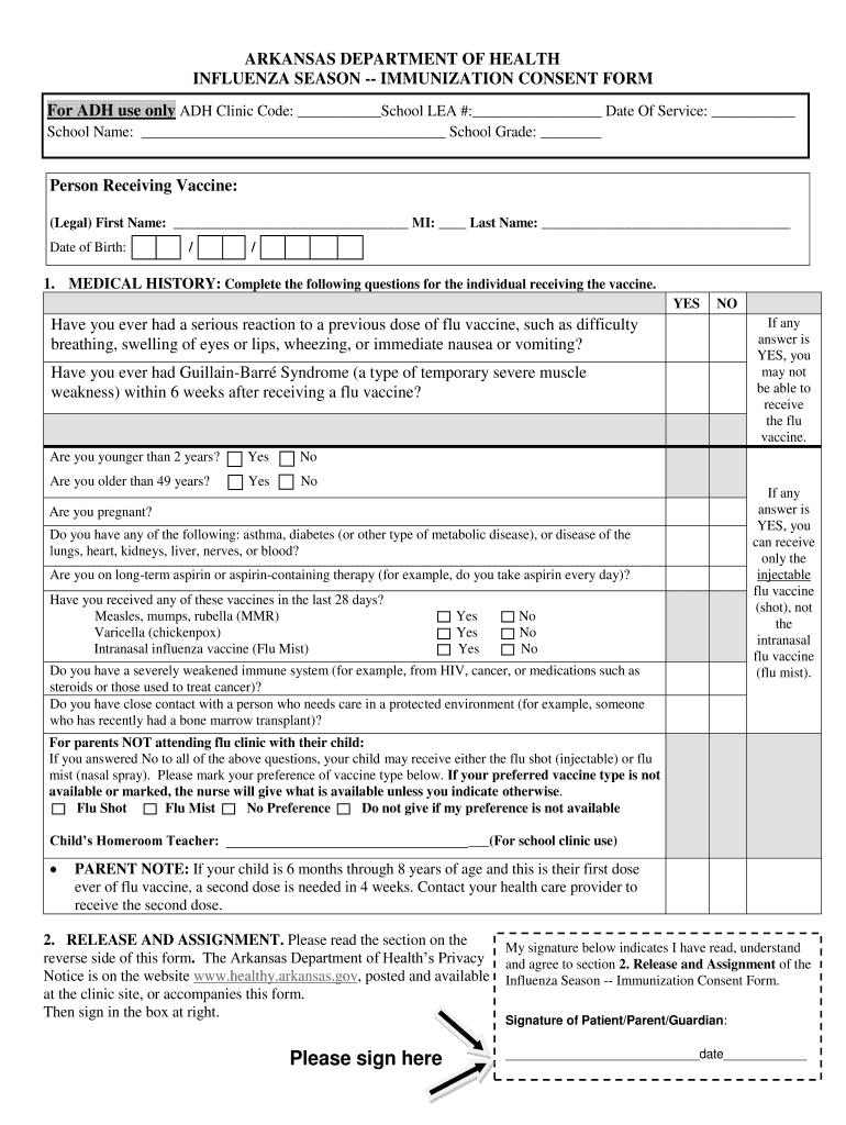 Immunization Consent Form Cabot Public Schools Fill Out And Sign 