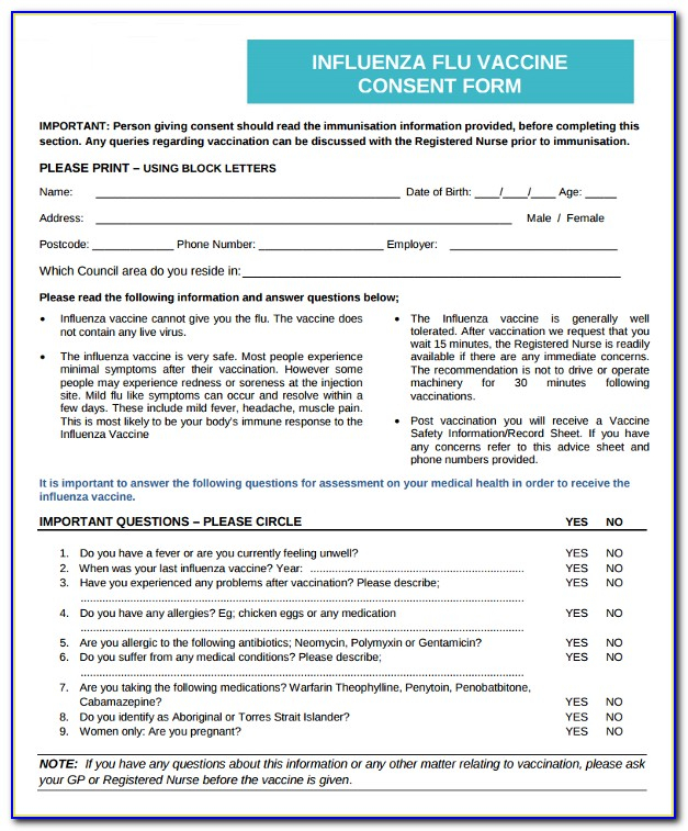 Influenza Vaccine Consent Form In Spanish Form Resume Examples 