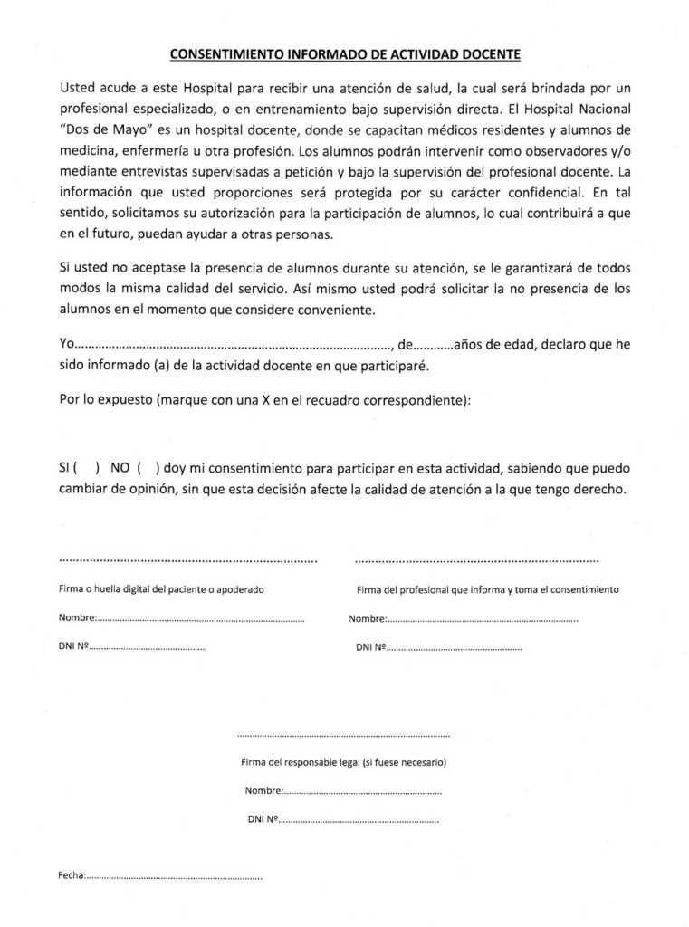 LOS DERECHOS DEL PACIENTE 2017 CONSENTIMIENTO INFORMADO PARA 