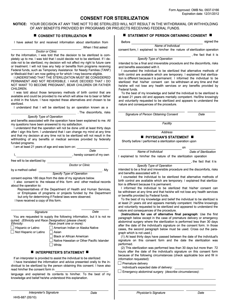 Medicaid Sterilization Consent Form 2019 Fill Out And Sign Printable