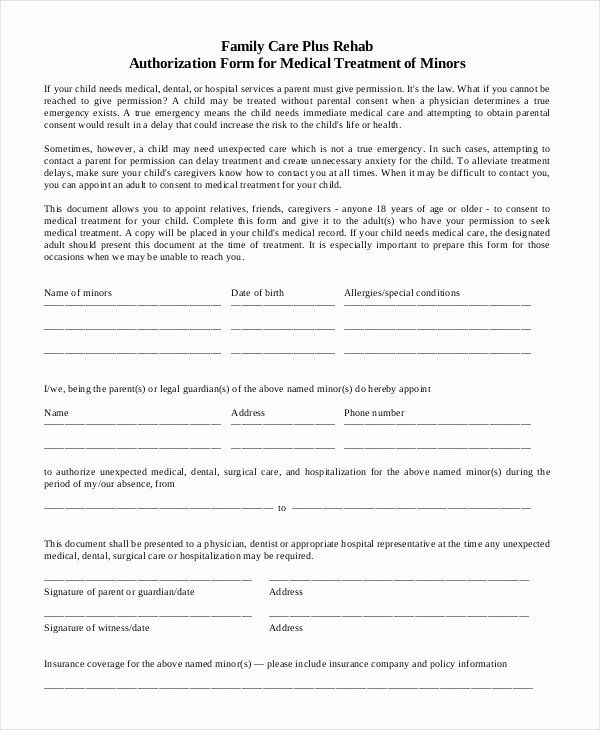 Medical Consent Form For Caregiver Unique Free Printable Child Medical 