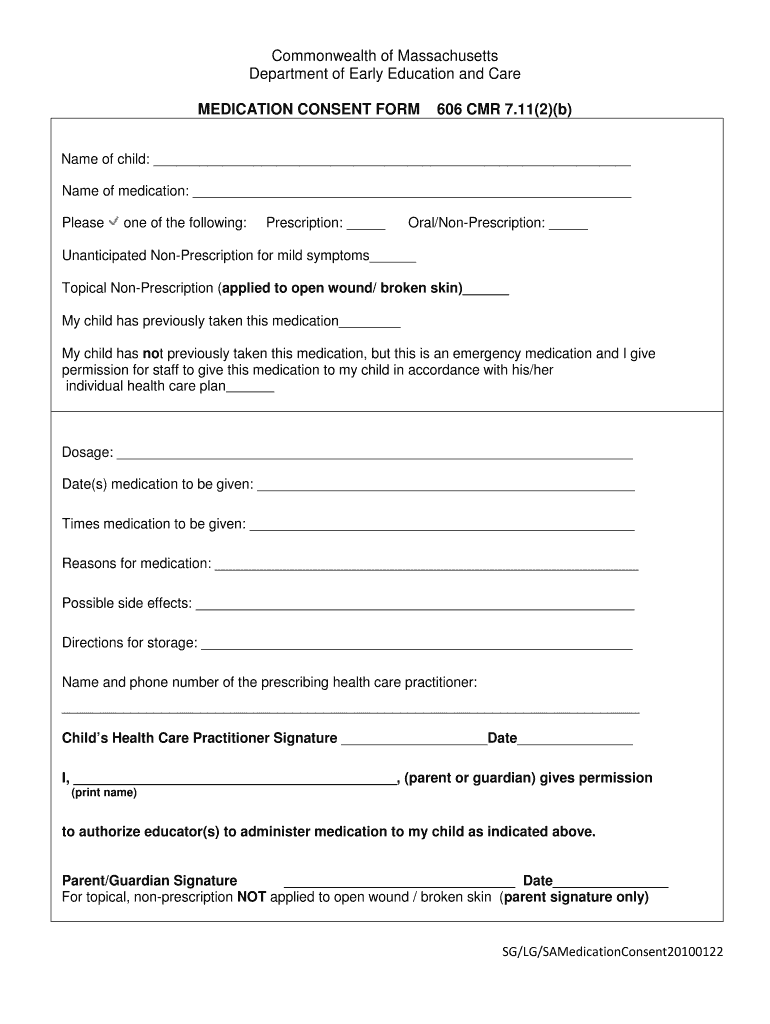 Medication Consent Form Fill Out And Sign Printable PDF Template 