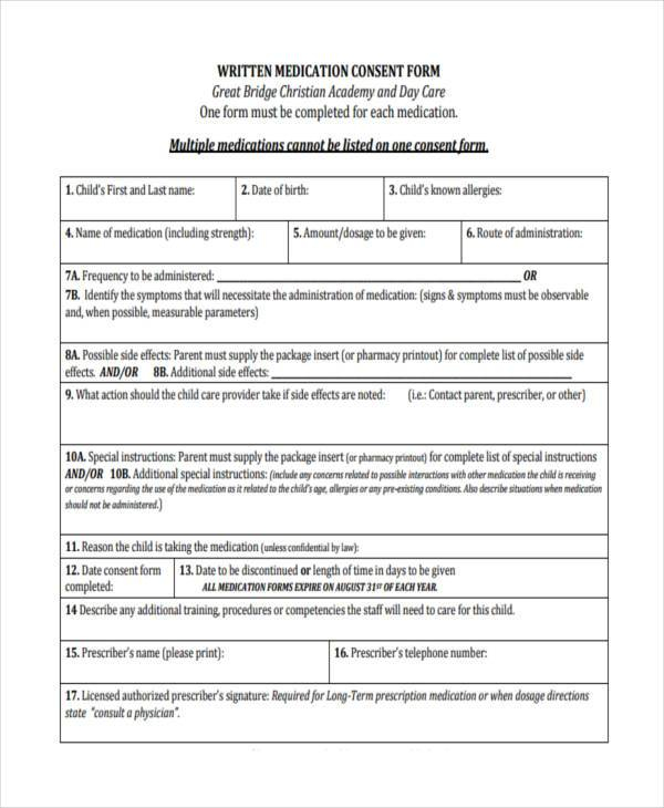 Medication Consent Form Template TUTORE ORG Master Of Documents