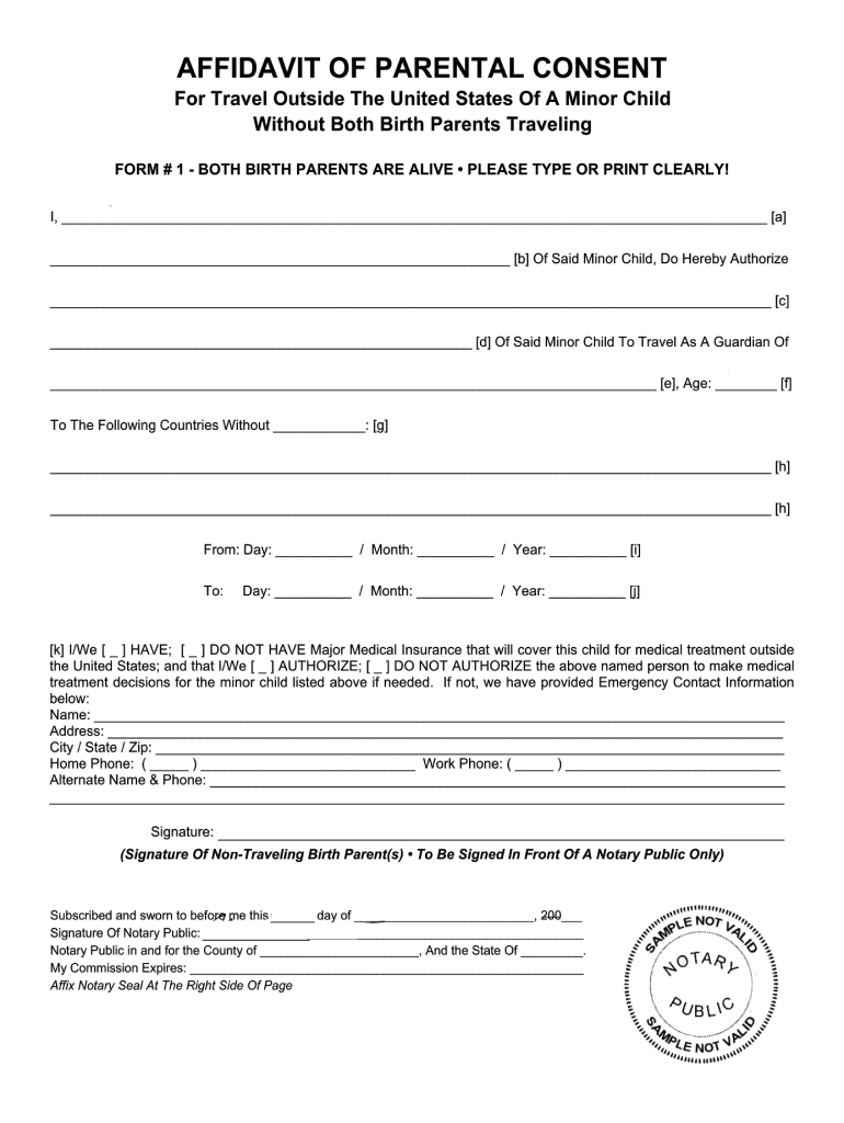 Minor Child Consent To Travel Form Fill Out And Sign Printable PDF 