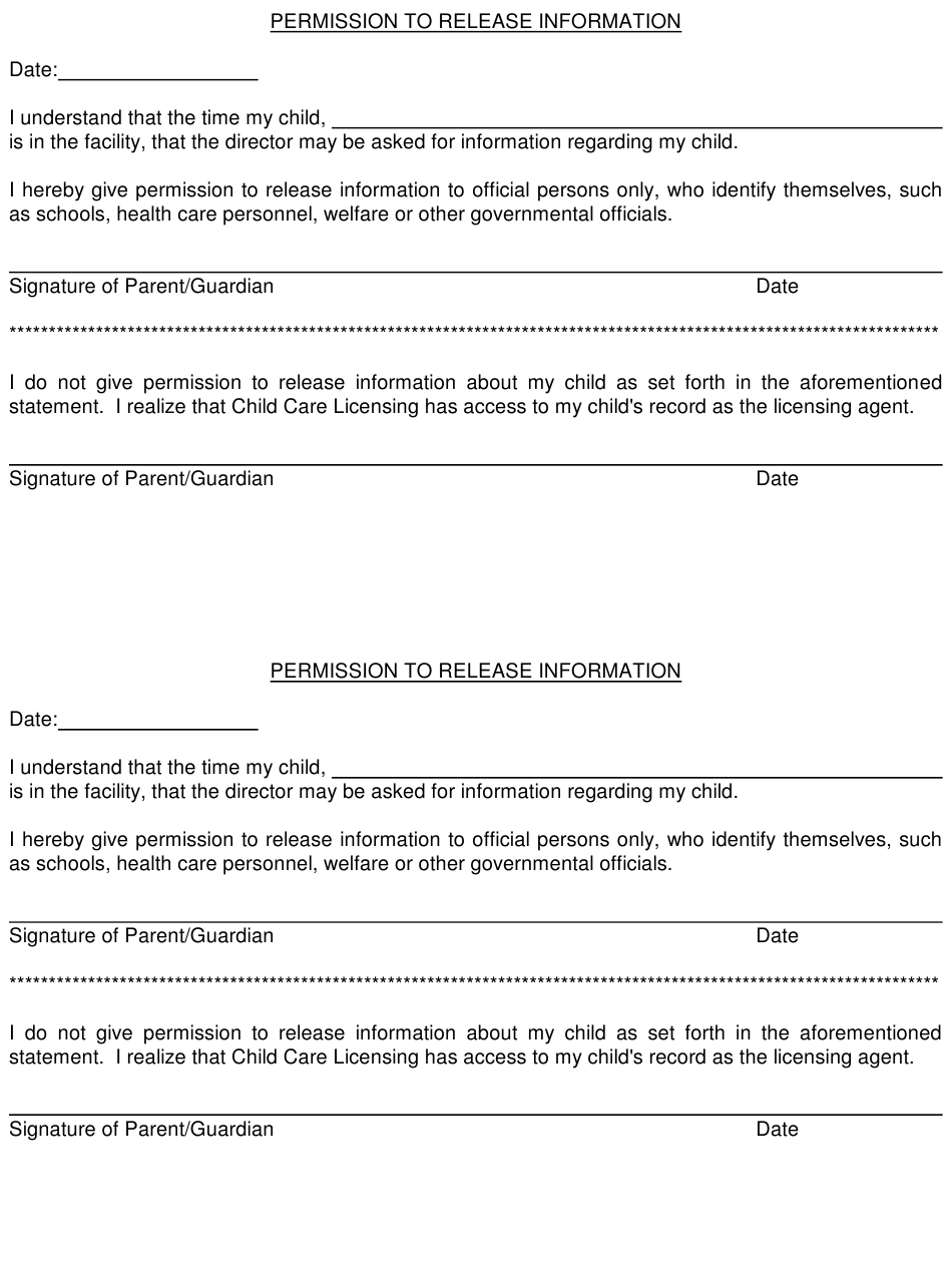 Nevada Permission To Release Information Download Printable PDF