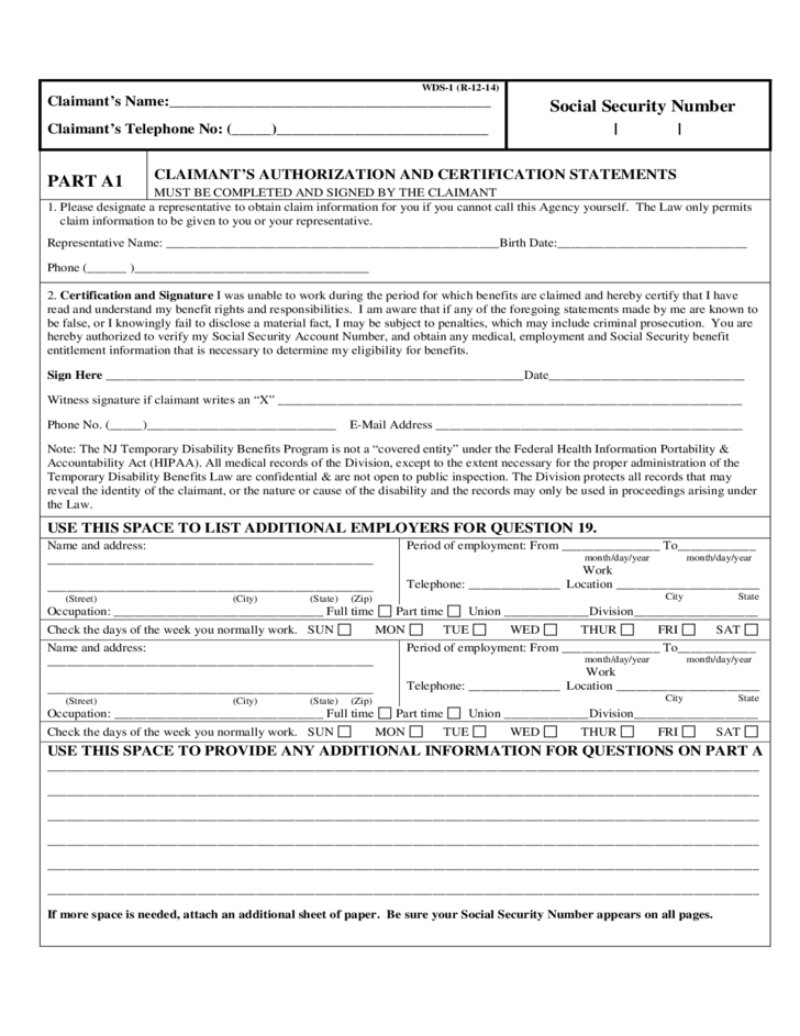 Nj Disability Forms Printable Nj Temporary Disability Medical Forms 