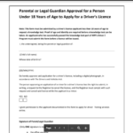 Parent Consent Form For Learners License under 18