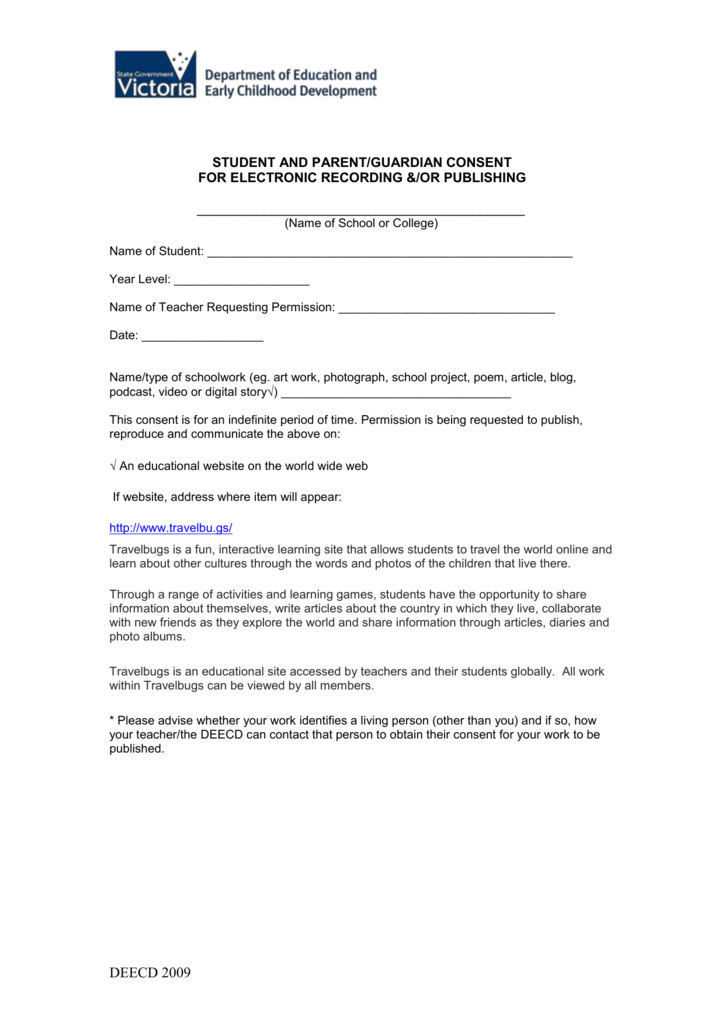 Parent Consent Form Microsoft Word 