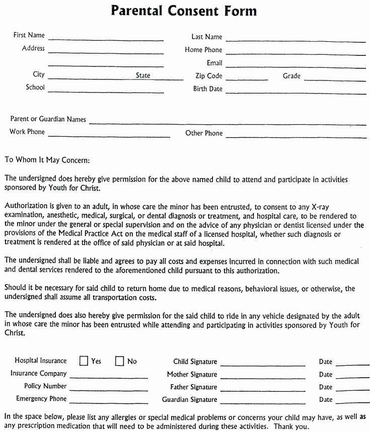 Parent Consent Forms Template Lovely Parental Consent Form Free Child 