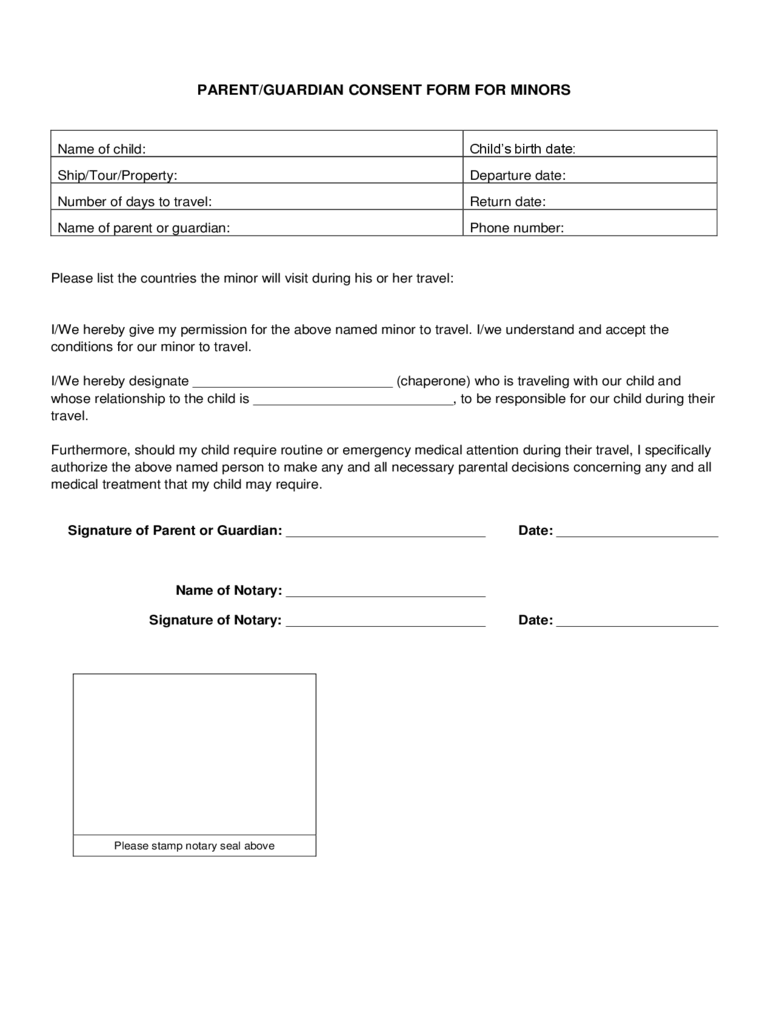 Parent Guardian Consent Form For Minors Edit Fill Sign Online 