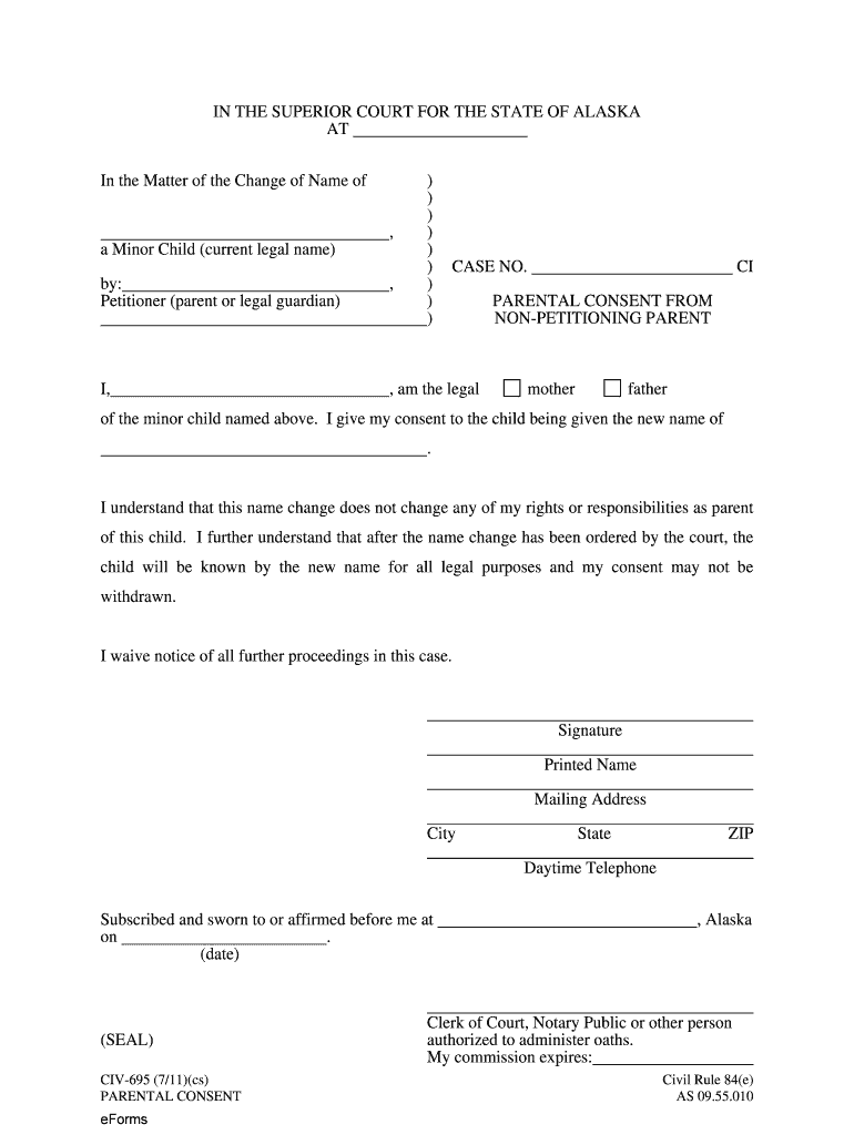 Parental Consent For Non Petitioning Parent Civil Forms Fill Out And 