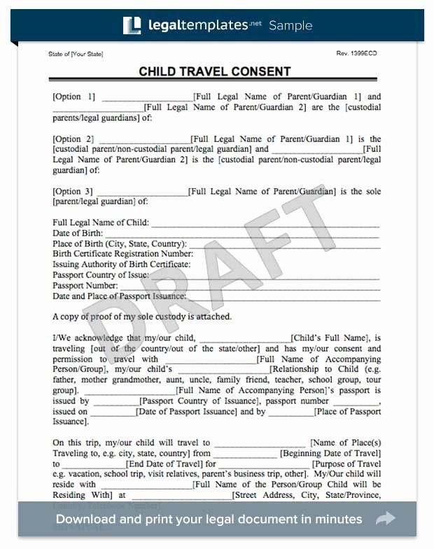 Parental Consent Form Template Travel Awesome Child Travel Consent Form 