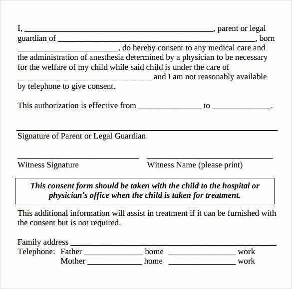 Parental Consent Forms Template Unique 9 Child Medical Consent Forms 