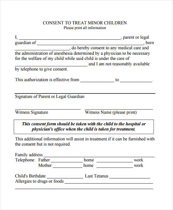 Printable Medical Consent Form For Minor That Are Wild Miles Blog