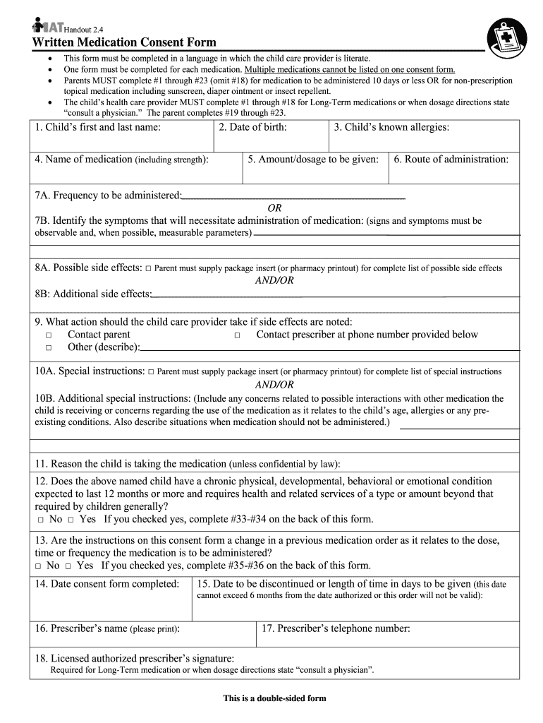 Psychotropic Medication Consent Form Template Fill Online Printable 