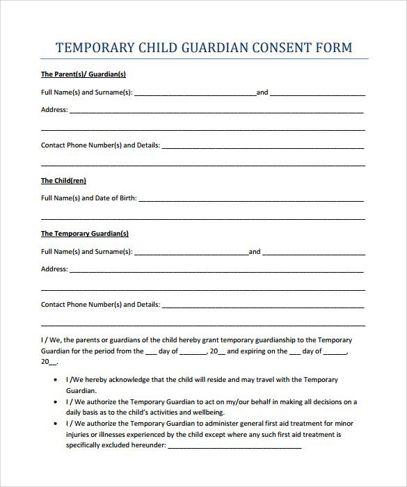 Temporary Guardianship Agreement Form Guardianship Legal 