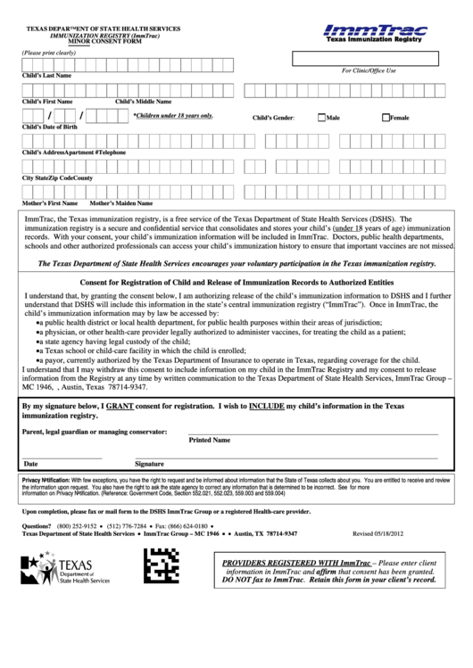 Texas Department Of State Health Services Immunization Registry 