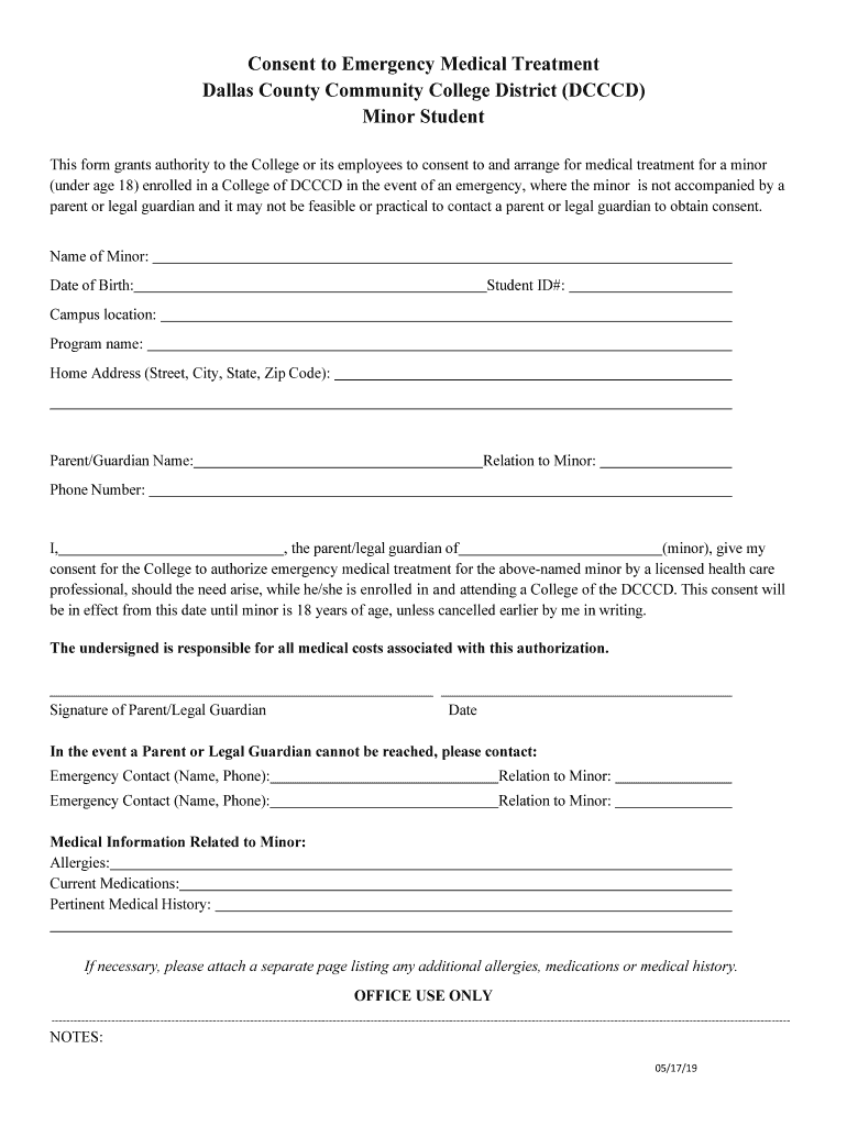 This Form Grants Authority To The College Or Its Employees To Consent 