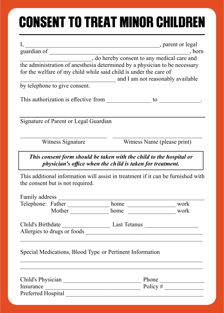 10 Best Printable Babysitter Medical Release Form Printablee