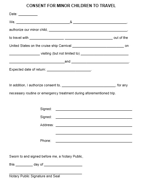 10 Free Sample Travel Consent Form Printable Samples