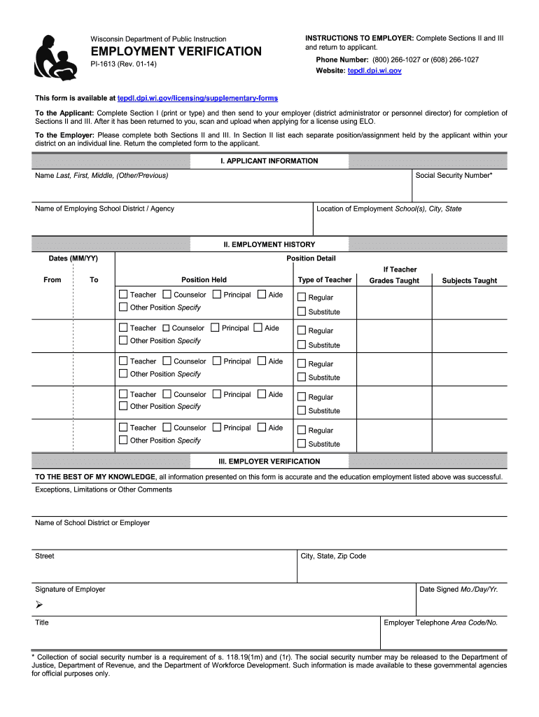2014 2020 Form WI DPI PI 1613 Fill Online Printable Fillable Blank 