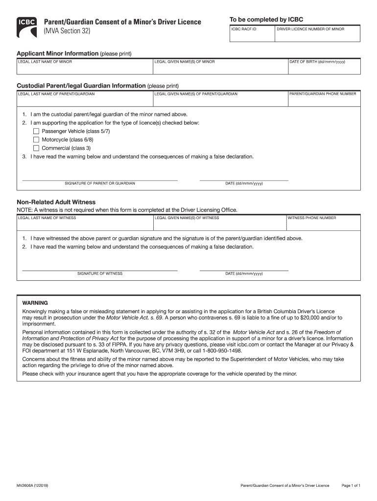 2019 2023 Form Canada ICBC MV2606A Fill Online Printable Fillable