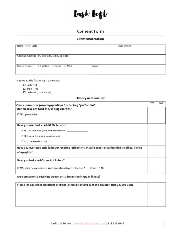 40 Printable Eyelash Extension Consent Forms 100 Free 