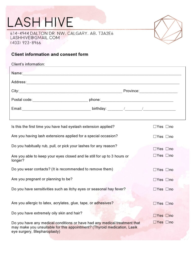 40 Printable Eyelash Extension Consent Forms 100 Free 