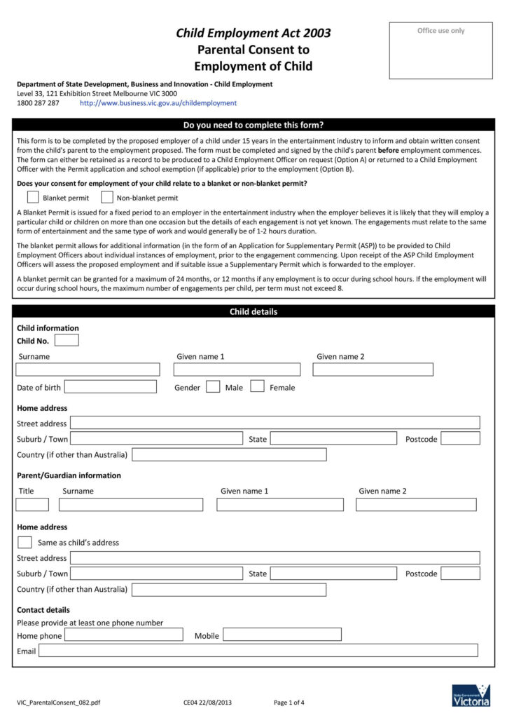 50 Printable Parental Consent Form Templates TemplateLab