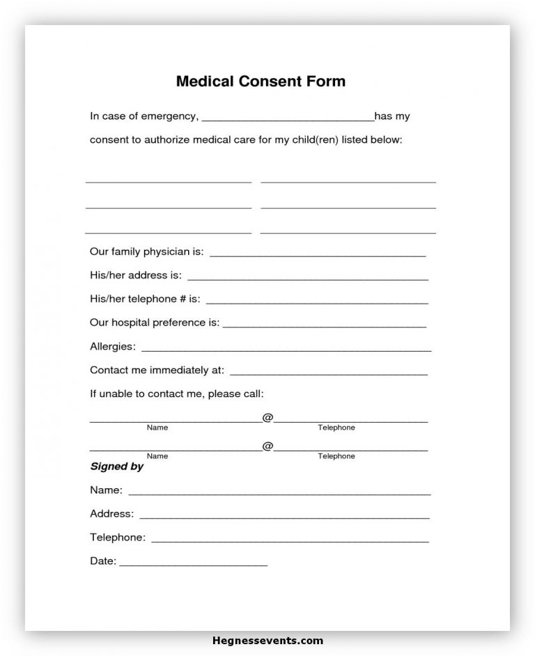 53 Best Medical Consent Form You Should Have Hennessy Events