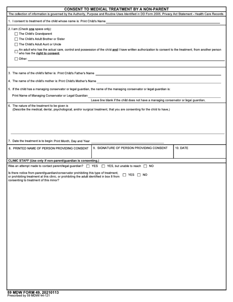 59 MDW Form 49 Download Fillable PDF Or Fill Online Consent To Medical 