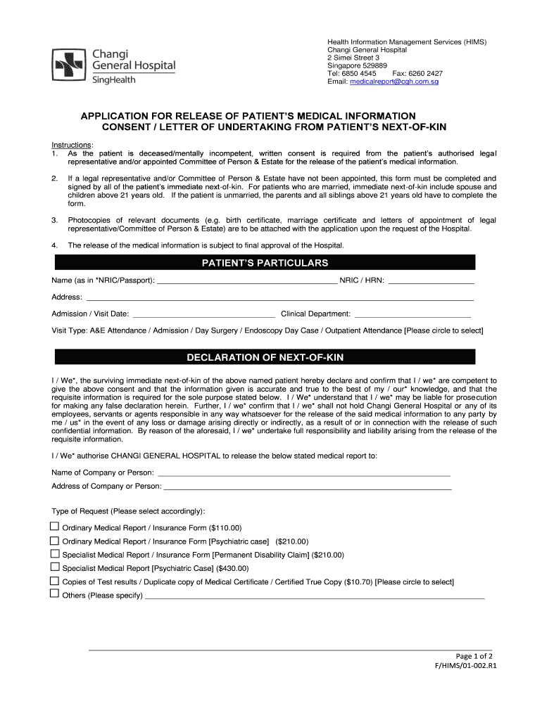 Changi General Hospital Medical Report Form Fill Out And Sign 