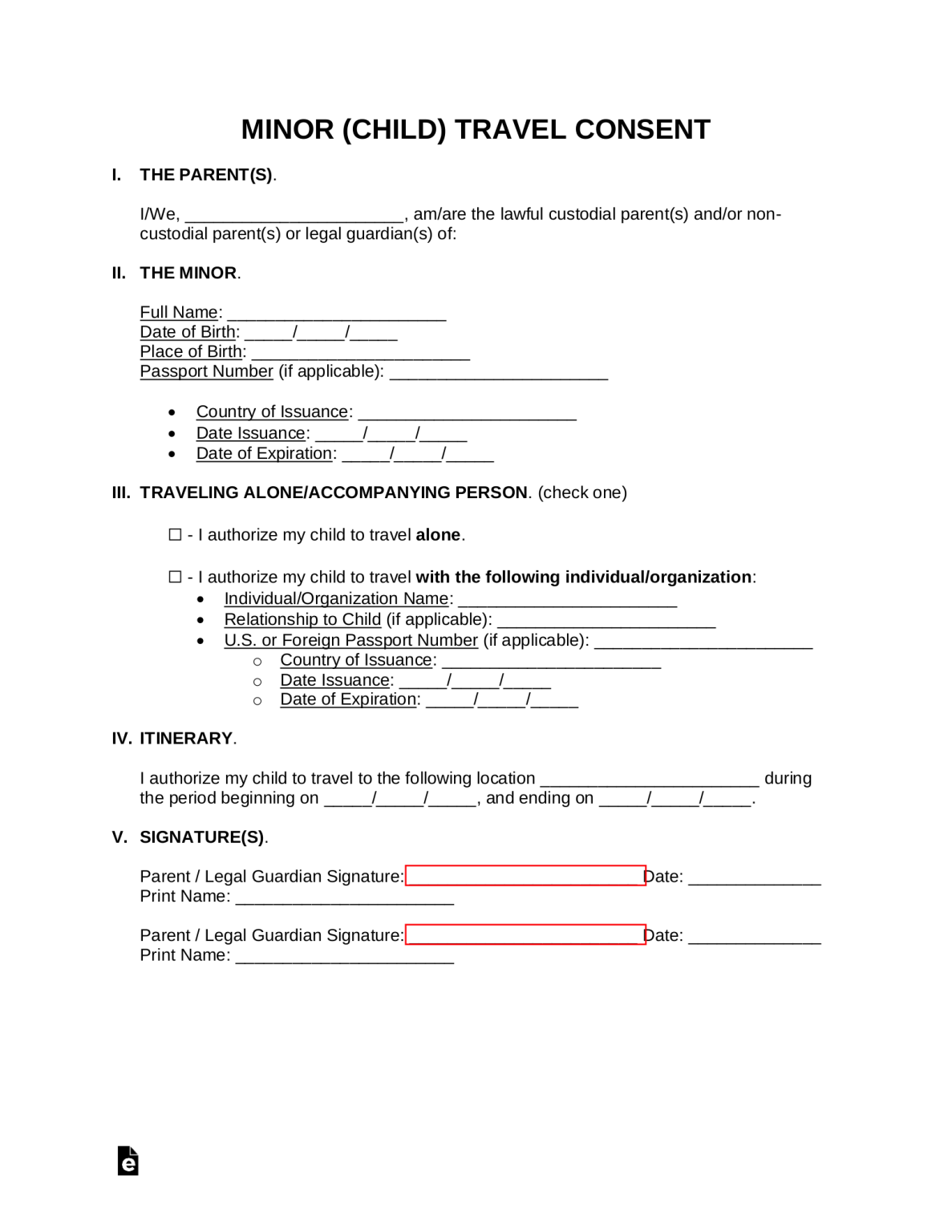 Child Travel Consent Form For United Airlines 2022 Printable Consent
