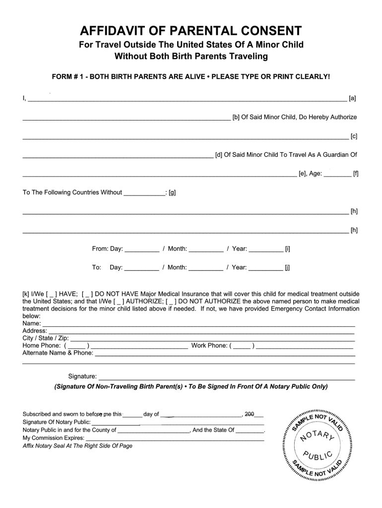 Consent Form For Child Travel Fill Out And Sign Printable PDF 