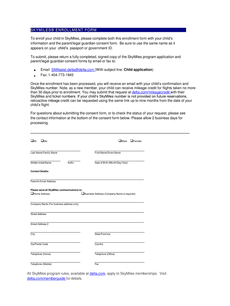 Delta Airlines Parental Consent Form 2023 Printable Consent Form 2022
