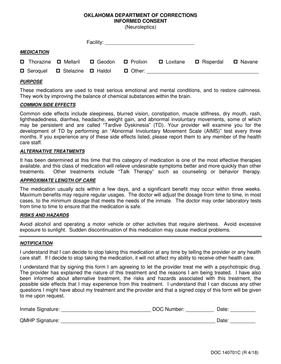 DOC Form OP 140701C Download Printable PDF Or Fill Online Neuroleptic s