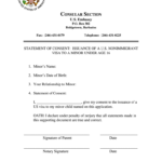 DOS Statement Of Consent Issuance Of A U S Nonimmigrant Visa To A