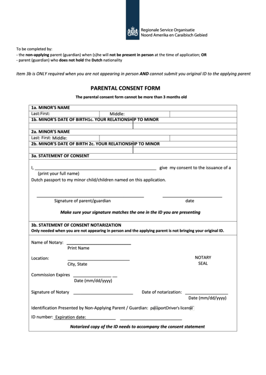 Fillable Parental Consent Form Printable Pdf Download